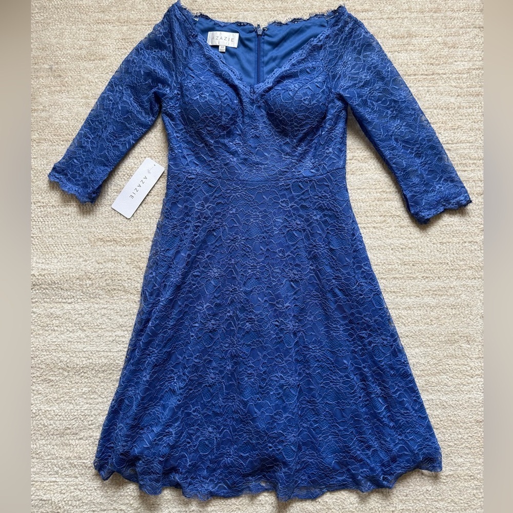 Azazie Dress Royal Blue Lace Size 10 Wedding Party Easter Prom